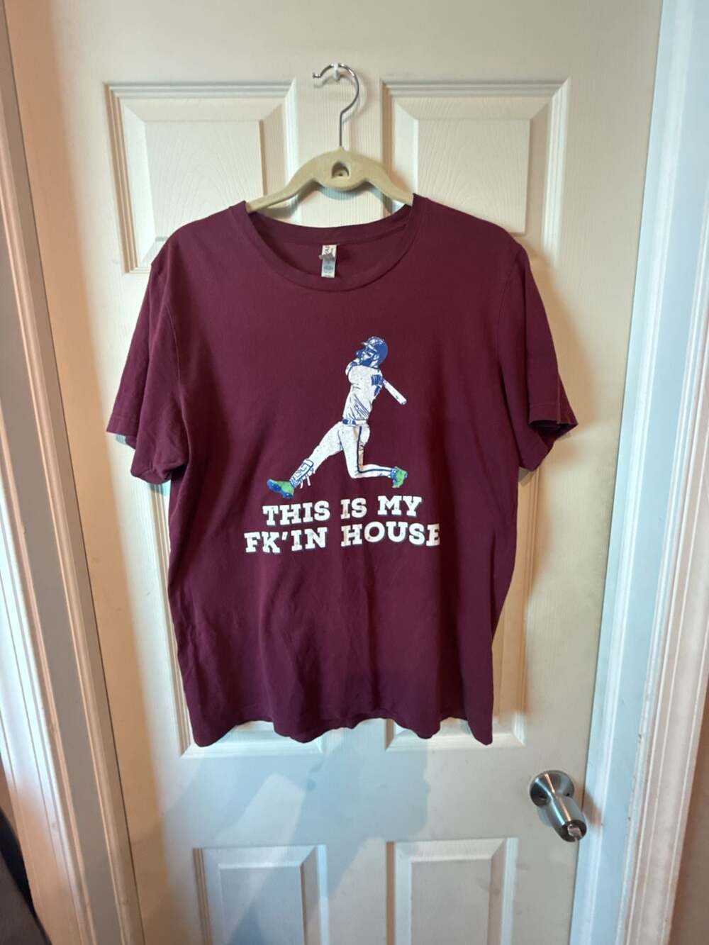 Phillies Bryce Harper Bella + Canvas Maroon Short Sleeve T-Shirt This Is My Hous